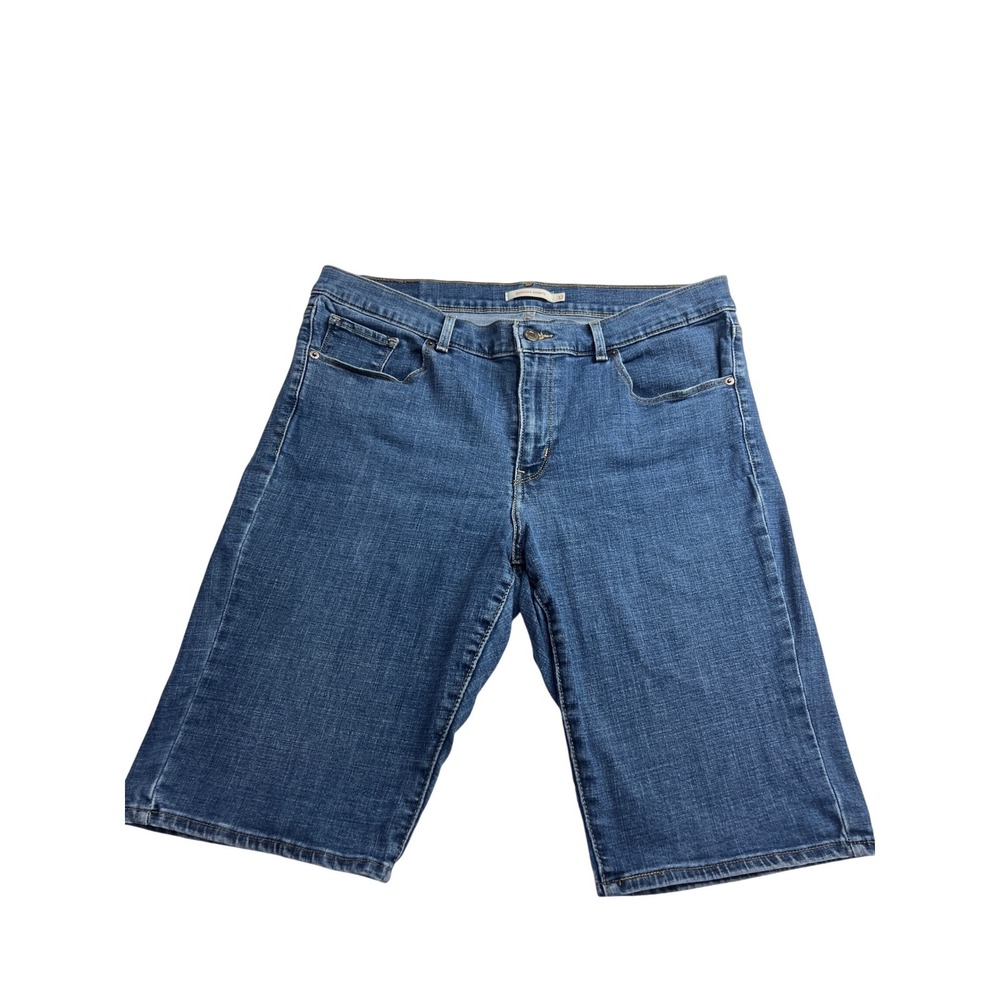 Levi's Bermuda Shorts‎ Womens 32 Blue Denim Mid Rise Stretch Casual Summer A37